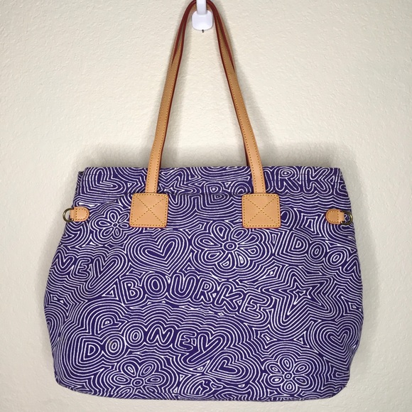 Dooney & Bourke Blue White Swirl Logo Tote Bag - Picture 1 of 10